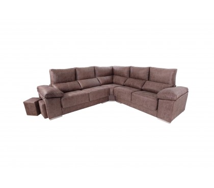Gran rinconera  deslizante reclinable y 2 puff.