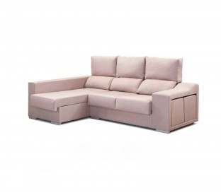 Chaiselongue deslizante extraible con 2 puff y arcón